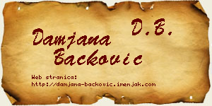 Damjana Backović vizit kartica